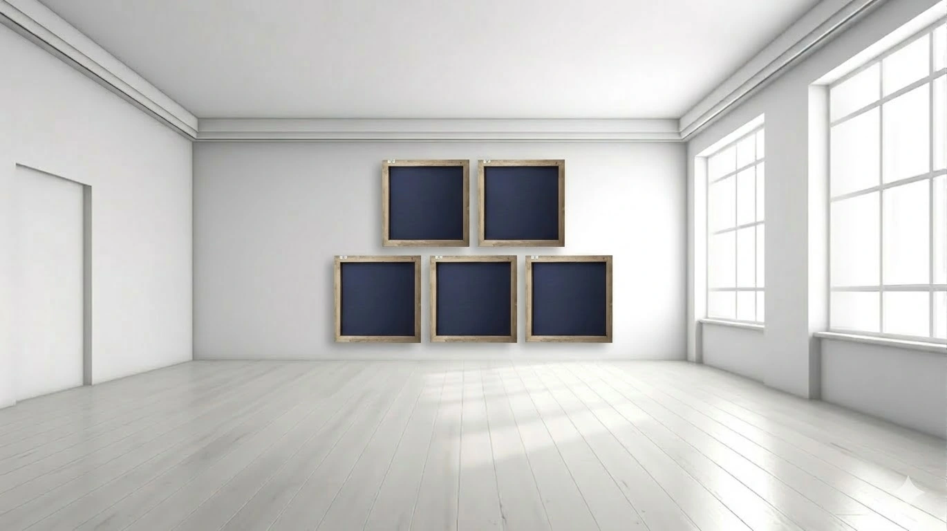 Modern living room with acoustic panels on wall for better sound quality