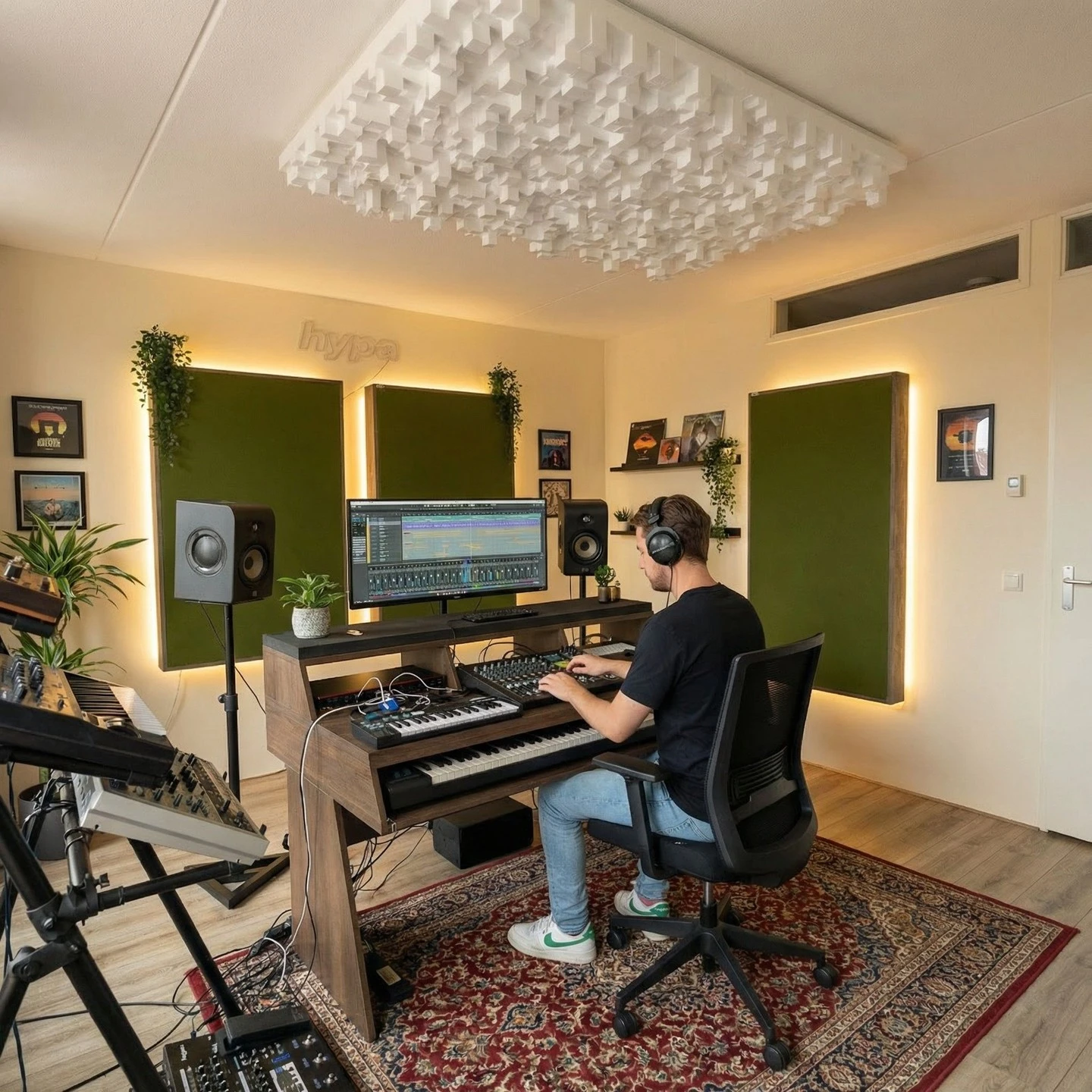 Acoustific professional acoustic studio setup with sound absorption panels