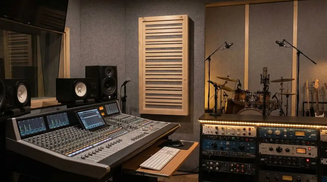 Acoustific acoustic studio space with professional sound absorption panels